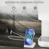 GlouMod Farmhouse Coffee Bar Cabinet with Sliding Barn Door, Buffet Cabinet with Hutch, Kitchen Pantry Cabinet with Power Outlet & Lighting, Tall Liquor Cabinet for Home Dining Room, Black GlouMod