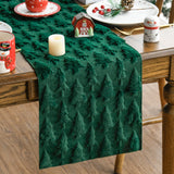 Artoid Mode Green Christmas Trees Soft Plush Faux Fur Jacquard Christmas Table Runner, Holiday Kitchen Dining Table Decoration for Home Party Decor 13x72 Inch Artoid Mode