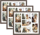 Golden State Art, Set of 3, 13.7x15.7 Distressed Brown Wood Collage Frame - White Mat - Displays Seven 4x6 Photos - Real Glass, Sawtooth Hanger, Swivel Tabs - Wall Mounting, Landscape, Portrait Golden State Art