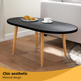 Funecy Oval Coffee Table Low Table with 4 Solid Wood Sturdy Legs, Floor Table Desk for Sitting on The Floor, Storage and Living Room Furniture (Black) Funecy