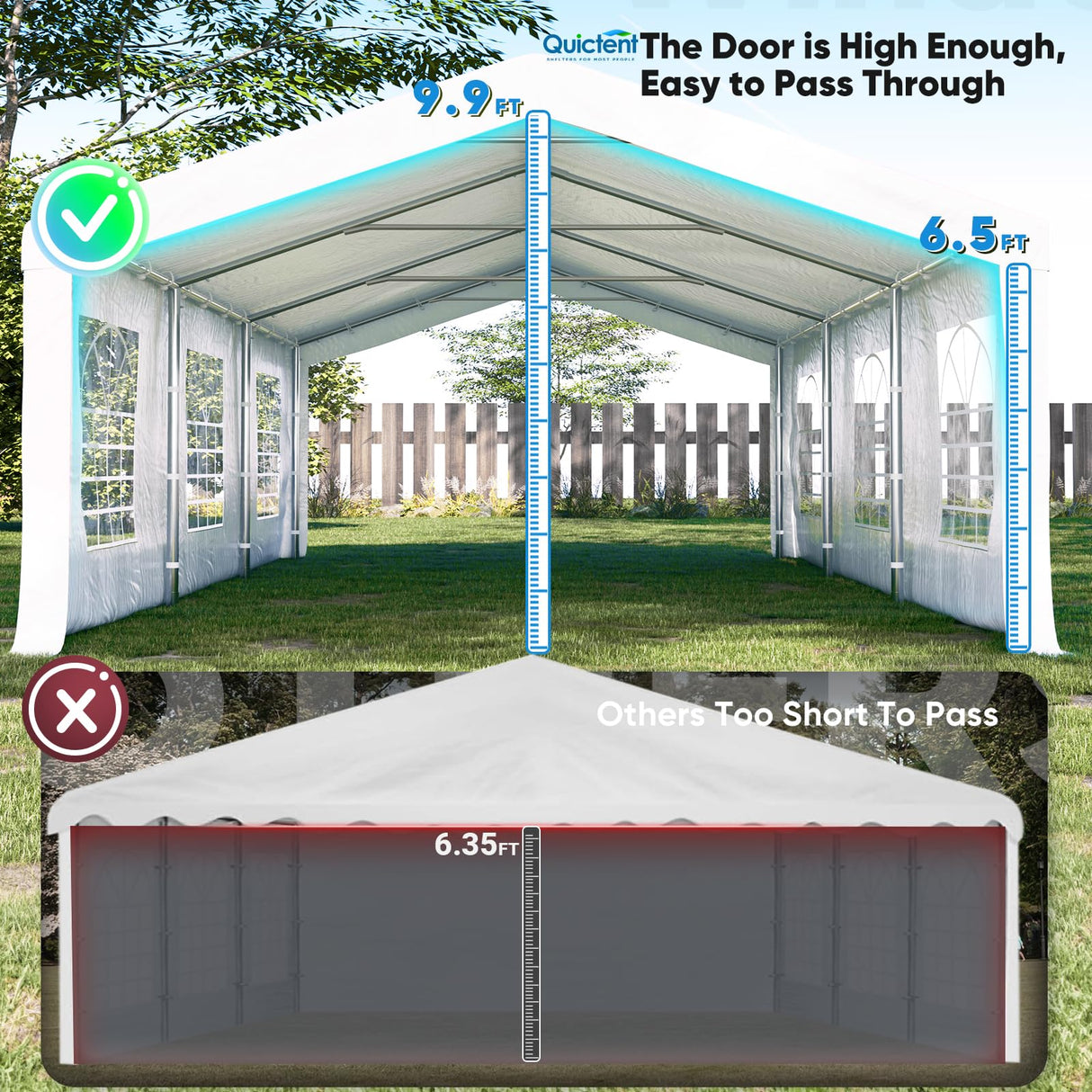 Quictent 20x20ft Party Tent Heavy Duty Outdoor Canopy Tent Carport Wedding Event Shelter BBQ Wedding Tents for Parties with Storage Bags Quictent