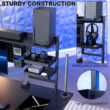VIVO Steel Clamp-on 46 x 25 inch Desk Pegboard System with Storage Shelf and Accessory Trays, Multi-Purpose Office Organizer, Black, PP-PBSF46 VIVO