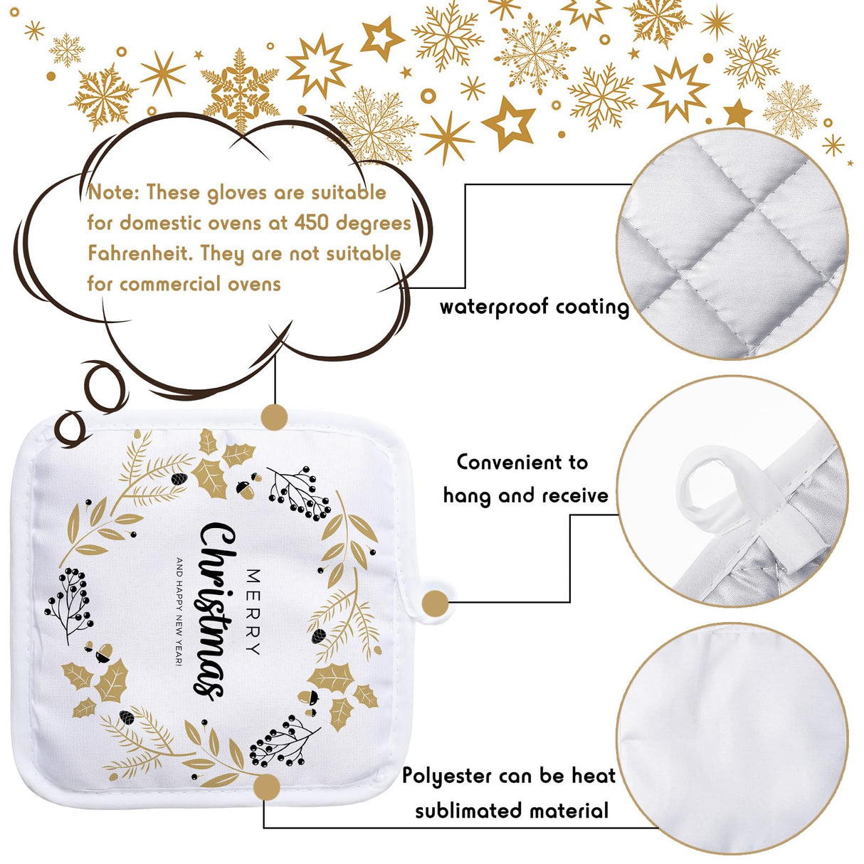 12 Pieces Blank Sublimation Oven Mitts Set Include Blank Sublimation Heat Resistance Oven Gloves and Blank Sublimation Pot Holders for DIY Kitchen Dining Room Accessories Patelai