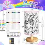 JIGQGY Unicorn Lamp DIY Kit for Kids – Paint Your Own Night Light with 24 Markers, Arts & Crafts for Girls Ages 4-12, Creative Birthday Gifts for Girls Boys, Art Supplies Toys Ages 6 7 8 9 10 11 12 JIGQGY