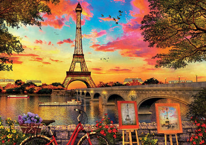 Educa - Sunset in Paris - 3000 Piece Jigsaw Puzzle - Puzzle Glue Included - Completed Image Measures 47.25" x 33.5" - Ages 14+ (17675)