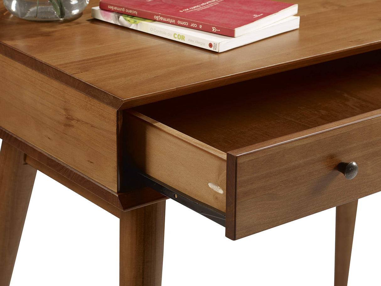 Camaflexi Mid-Century Modern Computer Desk / 35.75"W / Study Writing Table / Solid Wood / Natural Variations of Wood Grains / One Drawer / Partial Camaflexi