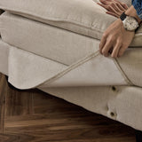 Karl home Sectional Sofa Modular Deep Seat Sofa Couch with Ottoman, Linen Sofa Sleeper Comfy Upholstered Furniture for Living Room, Apartment, Studio, Office, (3-Seat & 1-Ottoman, Beige) Karl home