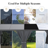 HOMPUS Louvered Pergola 10' x 20', Outdoor pergola with Aluminum Frame and Adjustable Rainproof Roof, Modern Louvre Shade for Garden & Patio, Curtains and Netting Included, Black HOMPUS