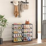 Autonomier 10 Tier Tall Shoe Rack, Non-Woven Fabrics Compact Narrow Shoe Stand Shelf, Vertical Small Space Saving Storage Organizer for Closet Floor, Front Door Entrance, Entryway, Black Autonomier