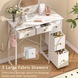 ThreeHio Small Vanity Desk, White Vanity Desk No Mirror, Makeup Table with Storage Drawers, Girls Vanity Dressing Table for Bedroom, 32.28 Inches Compact Vanity for Small Spaces ThreeHio