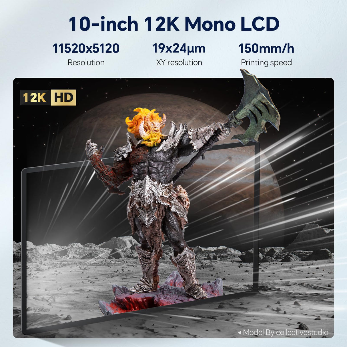 ELEGOO Saturn 3 Ultra 12K MSLA 3D Printer with 10" Monochrome LCD COB Refractive Light Source ACF Release Film WiFi Transfer Printing Size 218.88mm*122.88mm*260mm ELEGOO