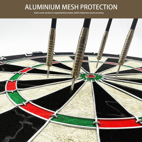 Pennpliy Bristle Dart Board Set, Professional Dart Board 18" with Steel Tip Darts Outdoor Dartboard Set, Compressed Sisal Metal Wire Board with Rotating Number Ring Includes 6pcs 18g Darts Pennpliy