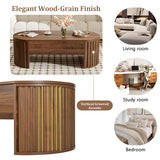 Merax 47.2'' Lift Top Oval Coffee Table with Hidden Storage Compartment, Modern Wooden Center Table with Oval Lift Tabletop for Home Living Room, Brown Merax