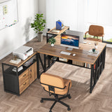 Tribesigns Office Desk with Drawers,55 inches L Shaped Computer Desk with Storage Shelves and Mobile File Cabinet, Executive Desk for Home Office Furniture Sets Tribesigns