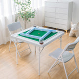 Allpop 35.4’’ Folding Mahjong Table, Square 4 Player Card Game Table with Longer Chip Trays, Cup Holders & Green Professional Tabletop for Domino, Poker, Jigsaw Puzzles Allpop
