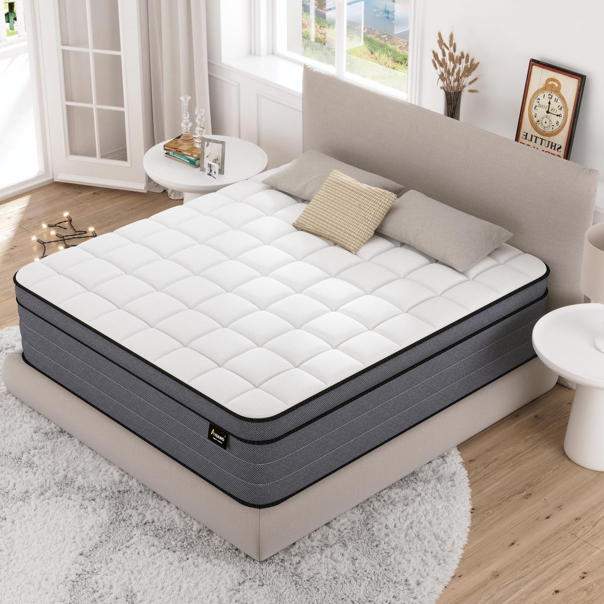 Ayeawo California King Mattress, 12 Inch Cal King Hybrid Mattress with Gel Memory Foam and Pocketed Springs, Pressure Relief and Motion Isolation, Cali King Mattress in a Box, Medium Firm Ayeawo
