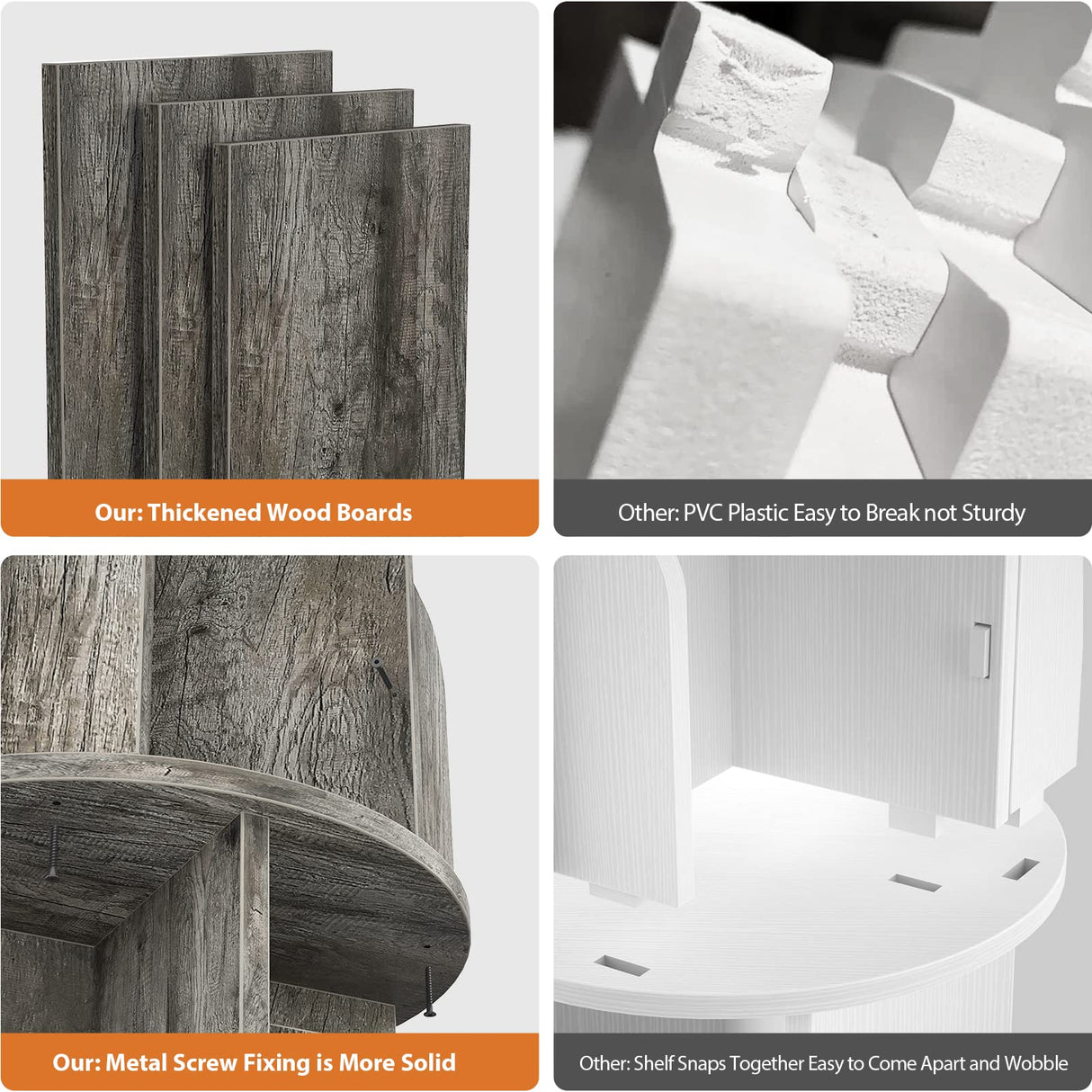 Aheaplus 360° Rotating 4-Tier Corner Bookshelf - Space-Saving Black Bookcase for Small Rooms Aheaplus