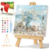 xcemhil Flower Paint by Numbers for Adults with Frame, Paint by Numbers Kit for Adults Beach, Framed Paint by Numbers Kit on Canvas for Gift Home Wall Decor 10x10 Inch xcemhil