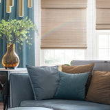 MOOD Custom Bamboo Shades | Woven | Cordless Bamboo Roman Shades for Windows and Doors (Natural Woven) | Woven Hickory Wood (Sheer) | 31" W x 60" H Mood