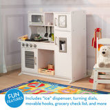 Melissa & Doug Wooden Chef's Pretend Play Toy Kitchen With Ice Cube Dispenser - Cloud White Kids Playset for Toddlers and Kids Ages 3+ Melissa & Doug