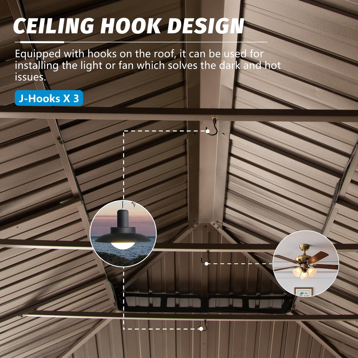 Domi Outdoor Living 14’x20’ Hardtop Gazebo, Wooden Coated Aluminum Frame Canopy with Galvanized Steel Double Roof, Outdoor Permanent Metal Pavilion with Curtains and Netting for Patio, Deck and Lawn domi outdoor living