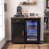 GDLF Coffee Bar with Mini Fridge Space, Mini Fridge Cabinet Stand，Liquor Wine Cabinet for Dorm, Kitchen or Office, 39.4" W X 20.9" D Tabletop GDLF