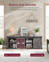 VASAGLE TV Stand for TVs up to 75 Inches, Farmhouse Entertainment Center with Sliding Barn Doors, TV Console Table for Living Room, Misty Gray ULTV325G68 VASAGLE