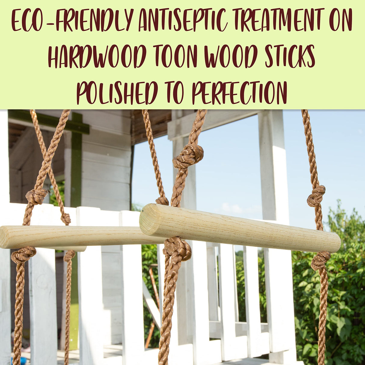 Rickety Bridge Rope Ladder - Ninja Slack line Accessories - Backyard Obstacle Course Accessories for Ninja Warrior Training - Rope Bridge Skip for Kids Cateam