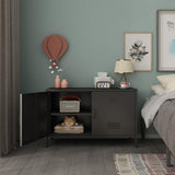 Elitehouse 2 Door Metal Accent Cabinet,Black Metal Storage Cabinet with Adjustable Shelf,2-Tier Office Cabinet,Multipurpose Metal Locker Storage Cabinet for Office Home,Music Studio Elitehouse