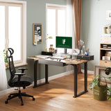 FLEXISPOT 63x32 in 4-Leg Standing Desk with Storage Electric Adjustable Height with 3 Drawers & Shelving Home Office Workstation (Black + Special Walnut Top) FLEXISPOT