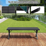 Giantex Outdoor Bench, Patio Metal Bench with Slatted Seat, X-Shaped Legs, 54" Outdoor Backless Loveseat, Load 800 LBS, Heavy-Duty 2-Person Park Bench for Lawn, Yard, Porch, Garden Bench, Black Giantex