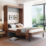 THINK 30 Murphy Bed with Foldable Desk – Space Saving Wall Bed, Full Size, Walnut & Gray THINK 30