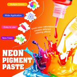 Neon Pigment Paste - 12 Colors Concentrated Color Pigment for Epoxy Resin, Nail Art, Candle, Slime and Bath Bomb, Neon Resin Dye for Jewelry, Halloween Makeup, Tumblers, Coasters and Crafts Limino