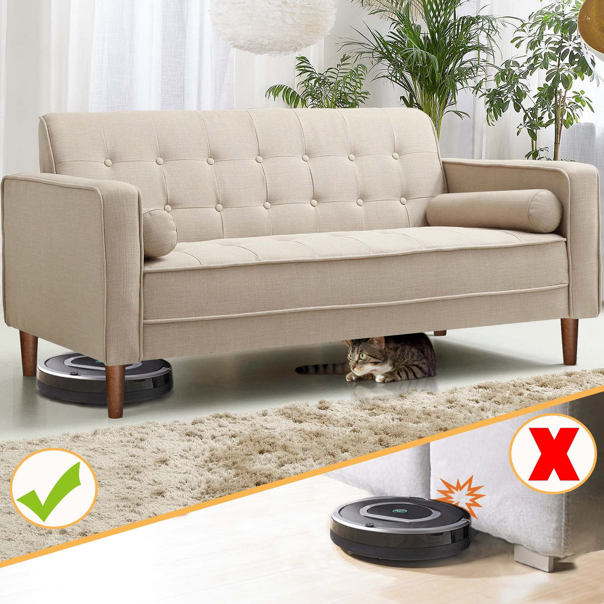 AORYVIC Furniture Leg Sofa Legs Replacement Wood 8 inch Mid Century Dresser Legs with 5/16 inch Bolt Set of 4 AORYVIC