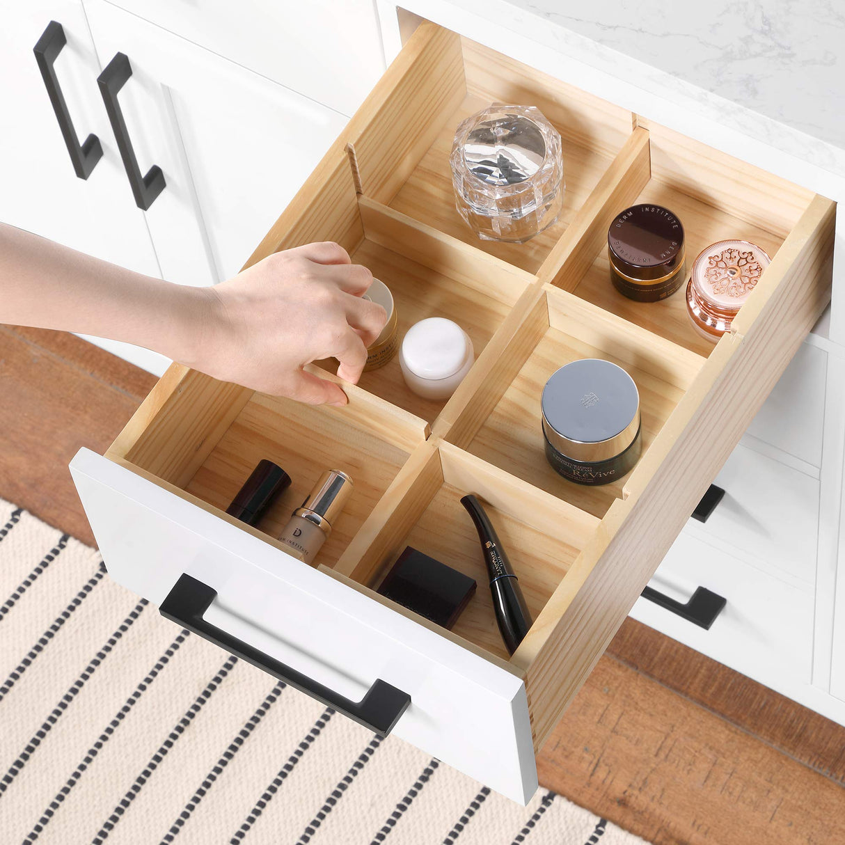 OVE Decors Bathroom Vanity with Black Hardware and Power Bar in White Finish, 60 inches OVE Decors