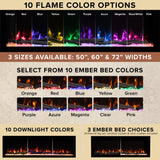 Modern Ember Highmark 60 Inch Smart Linear Electric Fireplace - Premium Flame with 10 Colors, Sleek Hidden Vent Design, Install Recessed in-Wall or Wall-Mount, WiFi and Voice-Enabled Modern Ember