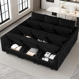 Belffin Large Modular Sectional Sofa Sleeper Sectional Couch with Storage Velvet Sectional Sofa Bed for Living Room, 9 Seats, Black Belffin