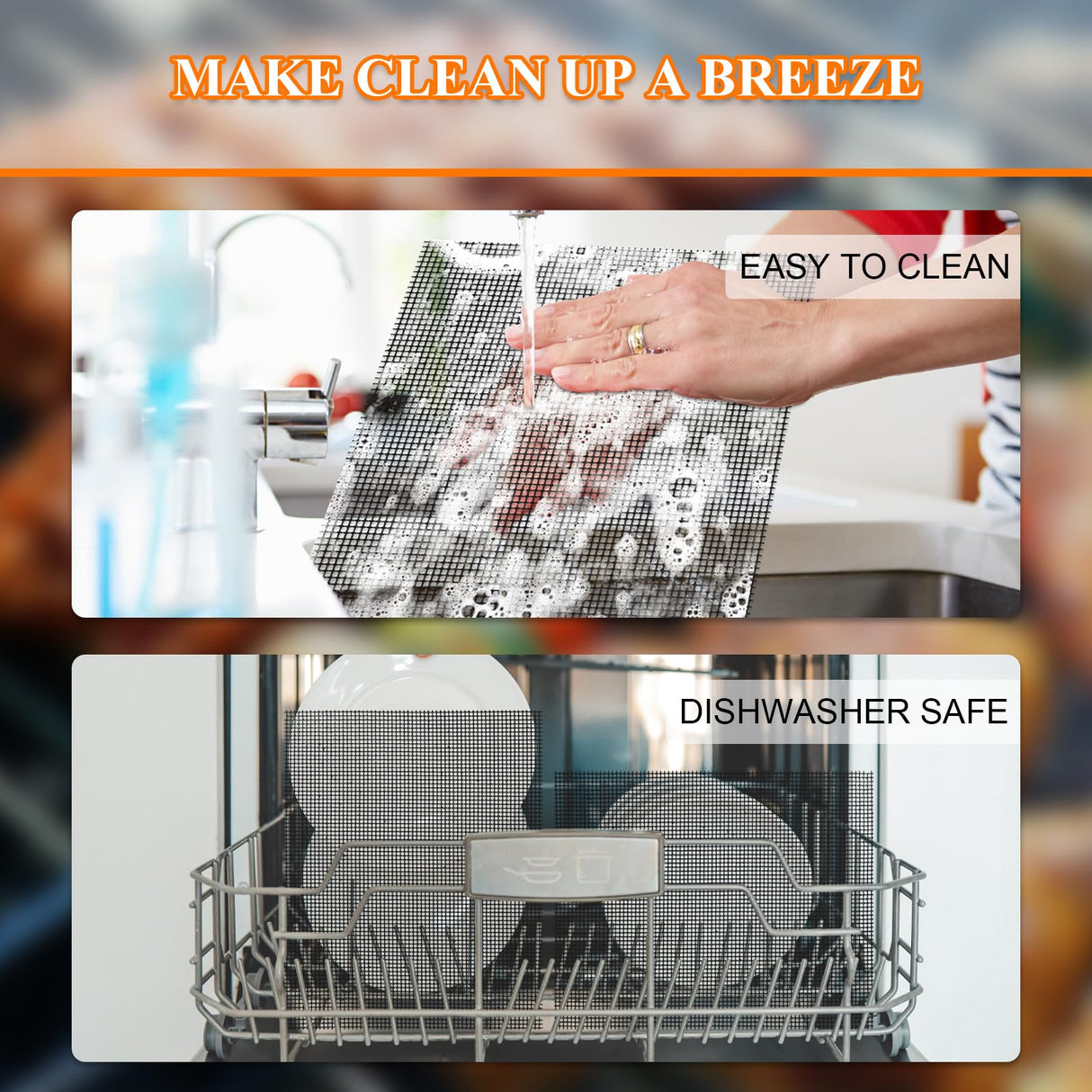 Grill Mesh Mat Set 5 Barbecue Grill Accessories Reusable Non-Stick Grill Mat for Vegetables Fish Grilling Mat Sheets for Outdoor Smoker Charcoal Gas Electric Grill BBQ Tools,XL 15.75 x 13 inch, Black KICKOIL