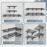 Jusgym 4 Pack Heavy Duty Garage Wall Shelving Set (2x3ft), Wall Mounted Garage Shelves 1000lbs Capacity, 24"x72" Shelf Storage Rack Floating Shelves, Black Jusgym