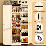 Vrmuxita Tall Kitchen Pantry Cabinet: Food Pantry Cabinets for Kitchen Storage, Off White Wood Storage Cabinet with 2 Doors, Farmhouse Cabinets with Freestanding Cupboard Vrmuxita