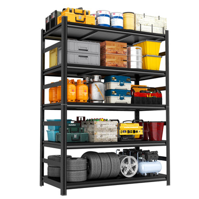 72''H Garage Shelving, Heavy Duty 36''W Storage Shelves, 2500lbs Adjustable 5 Tier Metal Shelves for Storage Rack, Commercial Garage Shelves, Industrial Utility Shelf,16" D X 36" W X 72" H,Black