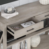 Bush Furniture Key West Console Table with Drawers and Shelves in Washed Gray Bush Business Furniture