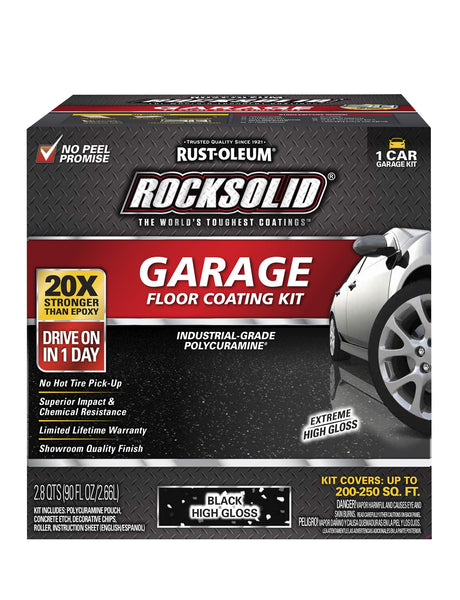 Rust-Oleum 318712 Rocksolid Polycuramine Garage Floor Coating, 1 Car Kit, Black Rust-Oleum