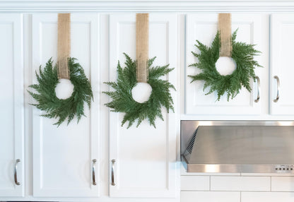 Vita Domi 12" Faux Cedar Wreath, Christmas Wreaths for Front Door Outside, Green Wreath Christmas, Window Wreaths, Real Touch Norfolk Pine Wreath, Evergreen Wreath, Cypress Norfolk Wreath for Chairs