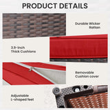 RTDTD 13 Pieces Outdoor Patio Furniture Set with Propane Fire Pit Table Outdoor Furniture Patio Sectional Sofa Conversation Sets w/ETL Approved 43" Gas Outdoor Fire Table & Coffee Table (Red) RTDTD