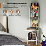 Giantex Record Player Stand with Vinyl Storage, 5-Tier Tall Turntable Stand with Record Holder Vinyl Display Shelf, Holds up to 200 Albums, Vinyl Record Storage for Living Room, Bedroom (White) Giantex