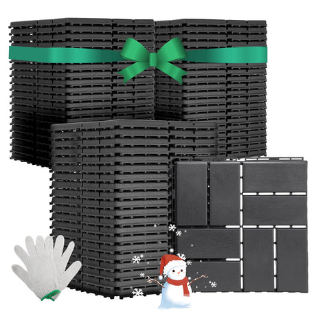 Dyna-Living 60 sq. ft Plastic Interlocking Deck Tiles, 12"x12" Indoor Outdoor Waterproof Patio Flooring All Weather Use Patio Deck Tiles for Balcony, Backyard, Garden & Poolside, 60 Pack,Dark Grey Dyna-Living