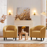 Yaheetech Accent Barrel Chair, Boucle Fabric Club Chair, Furry Sherpa Elegant and Cozy, Soft Padded Armchair for Living Room Bedroom Reception Room Office, Mustard Yellow Yaheetech