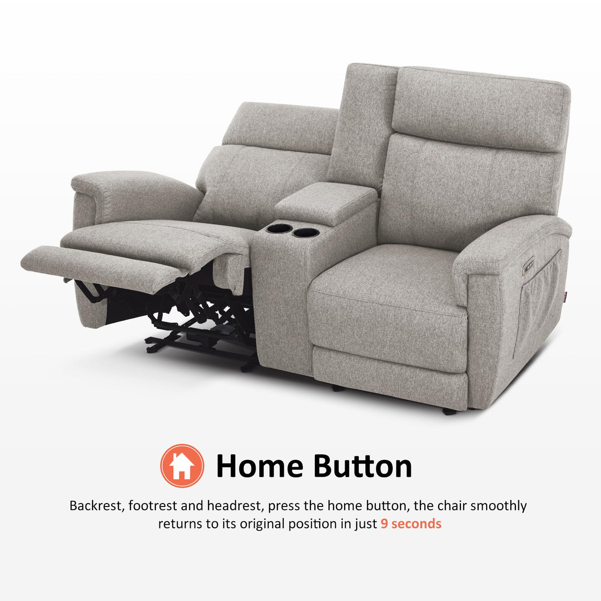 MCombo 70.8" Power Loveseat Recliner Sofa with Massage and Dual Heating, Adjustable Headrest, USB & Type C Port for Living Room, Fabric PR606M2 (Mist Grey) MCombo