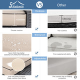 Shintenchi 5 Pieces Outdoor Patio Furniture Sets, Patio Sectional Sofa Couch, Gray PE Wicker Furniture Modular Patio Conversation Sets Patio Sofa with Washable Cushions & Table（Khaki） Shintenchi